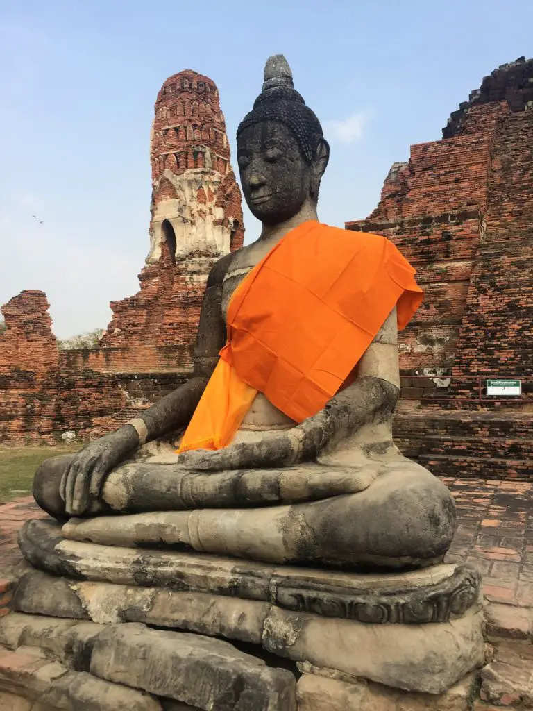 Buddha in front of temple - Ayutthaya, Thailand