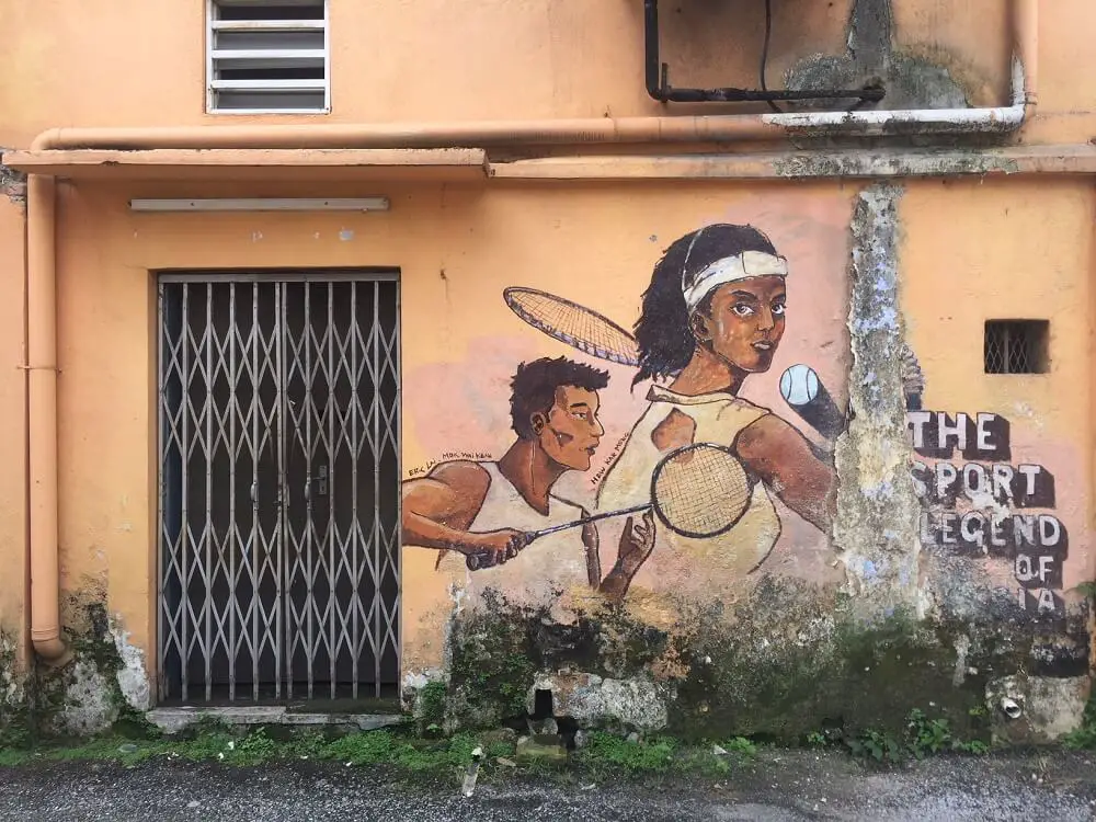 sports players street mural