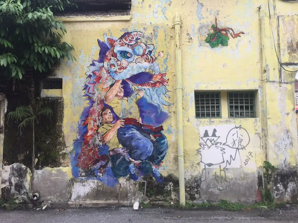 Lion dancer street art