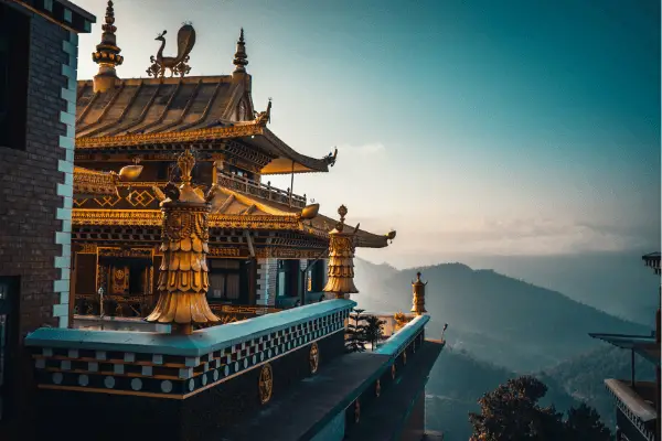 Asian temple on mountain