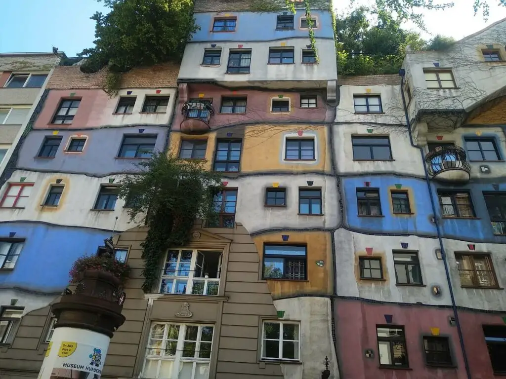 The quirky and colorful Hundertwasser House in Vienna, Austria
